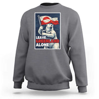 Leave Greenland Alone Vintage Poster Graphic Sweatshirt Retro Polar Bear Waving Flag Patriot