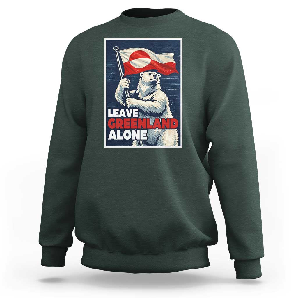 Leave Greenland Alone Vintage Poster Graphic Sweatshirt Retro Polar Bear Waving Flag Patriot