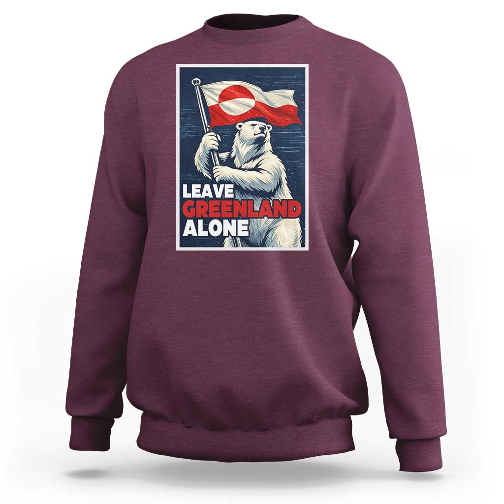 Leave Greenland Alone Vintage Poster Graphic Sweatshirt Retro Polar Bear Waving Flag Patriot