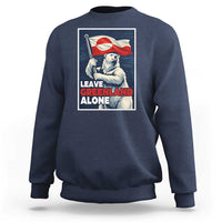 Leave Greenland Alone Vintage Poster Graphic Sweatshirt Retro Polar Bear Waving Flag Patriot
