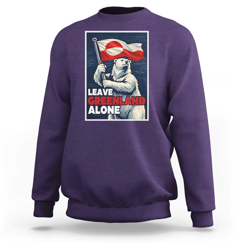 Leave Greenland Alone Vintage Poster Graphic Sweatshirt Retro Polar Bear Waving Flag Patriot