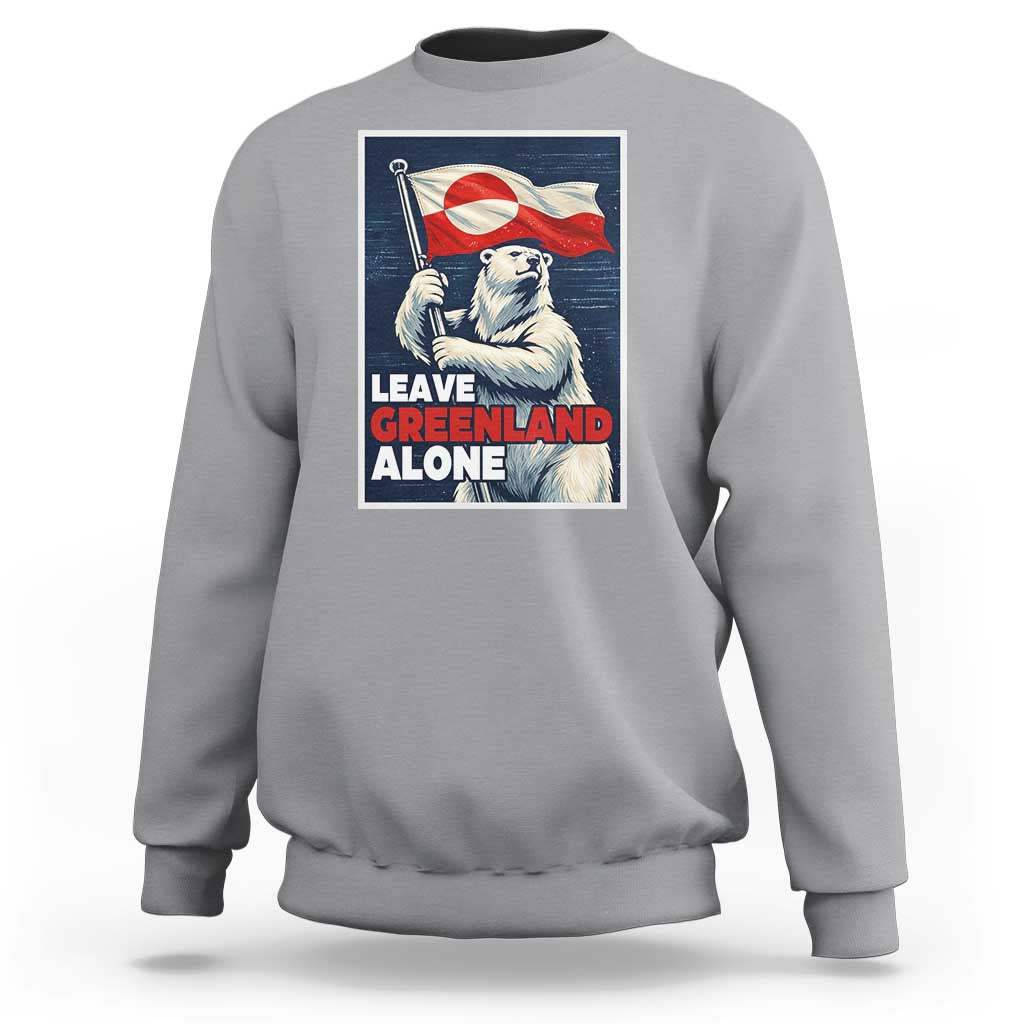 Leave Greenland Alone Vintage Poster Graphic Sweatshirt Retro Polar Bear Waving Flag Patriot