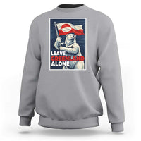Leave Greenland Alone Vintage Poster Graphic Sweatshirt Retro Polar Bear Waving Flag Patriot