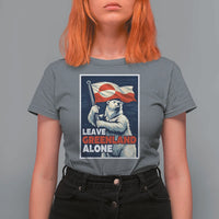 Leave Greenland Alone Vintage Poster Graphic T Shirt For Women Retro Polar Bear Waving Flag Patriot