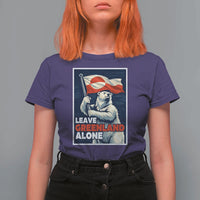 Leave Greenland Alone Vintage Poster Graphic T Shirt For Women Retro Polar Bear Waving Flag Patriot
