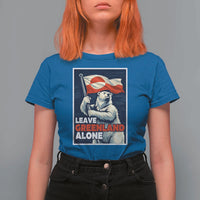 Leave Greenland Alone Vintage Poster Graphic T Shirt For Women Retro Polar Bear Waving Flag Patriot