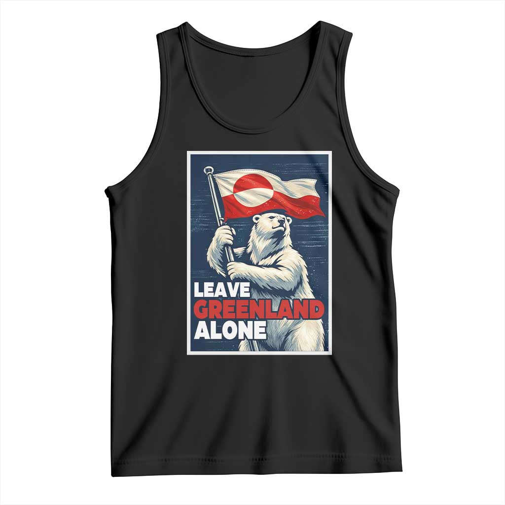 Leave Greenland Alone Vintage Poster Graphic Tank Top Retro Polar Bear Waving Flag Patriot