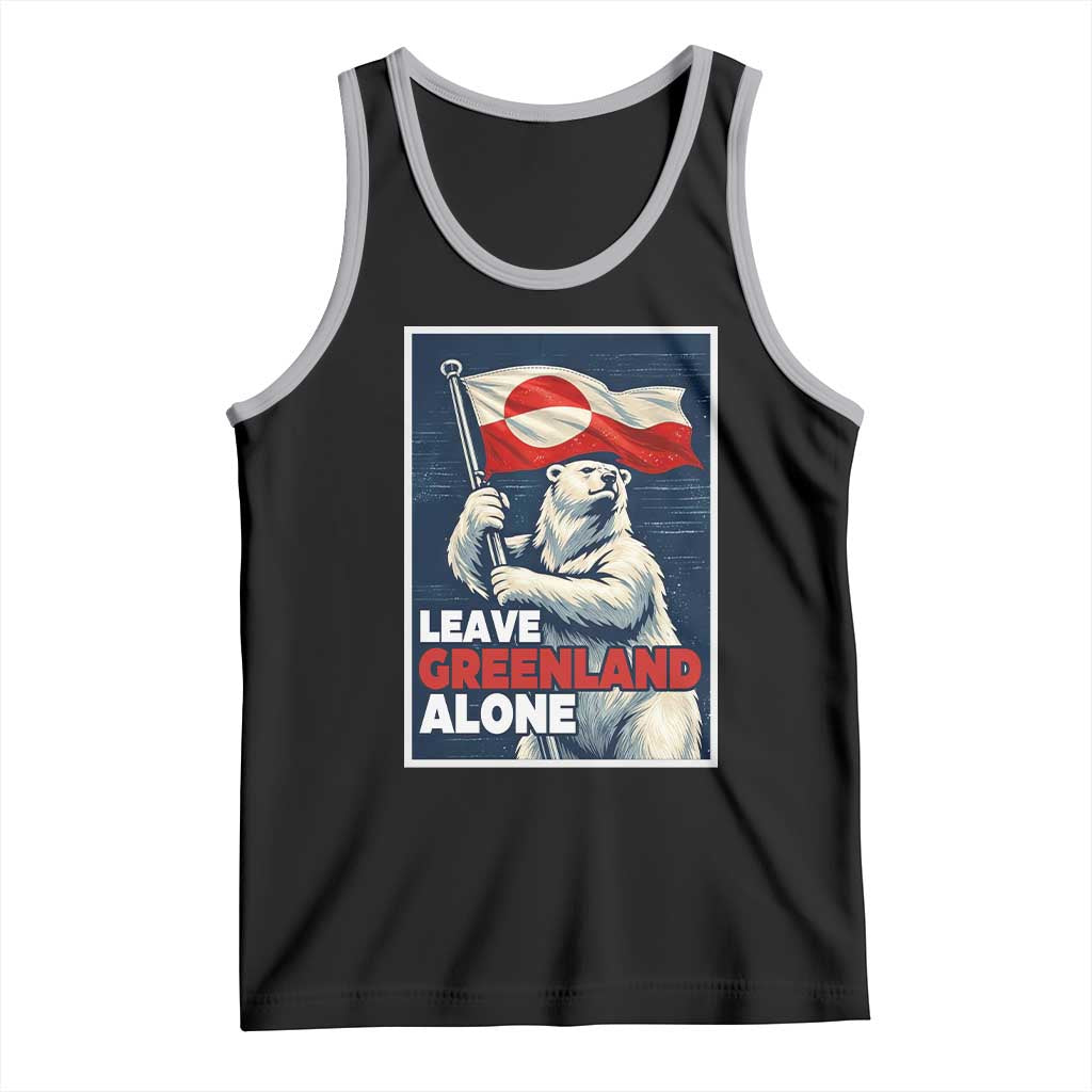 Leave Greenland Alone Vintage Poster Graphic Tank Top Retro Polar Bear Waving Flag Patriot