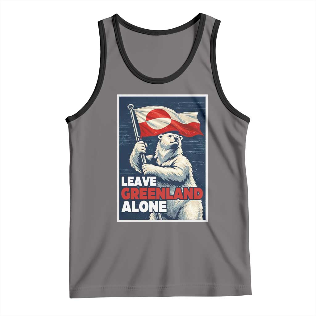 Leave Greenland Alone Vintage Poster Graphic Tank Top Retro Polar Bear Waving Flag Patriot