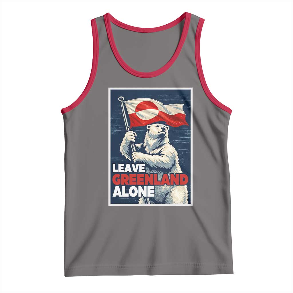 Leave Greenland Alone Vintage Poster Graphic Tank Top Retro Polar Bear Waving Flag Patriot