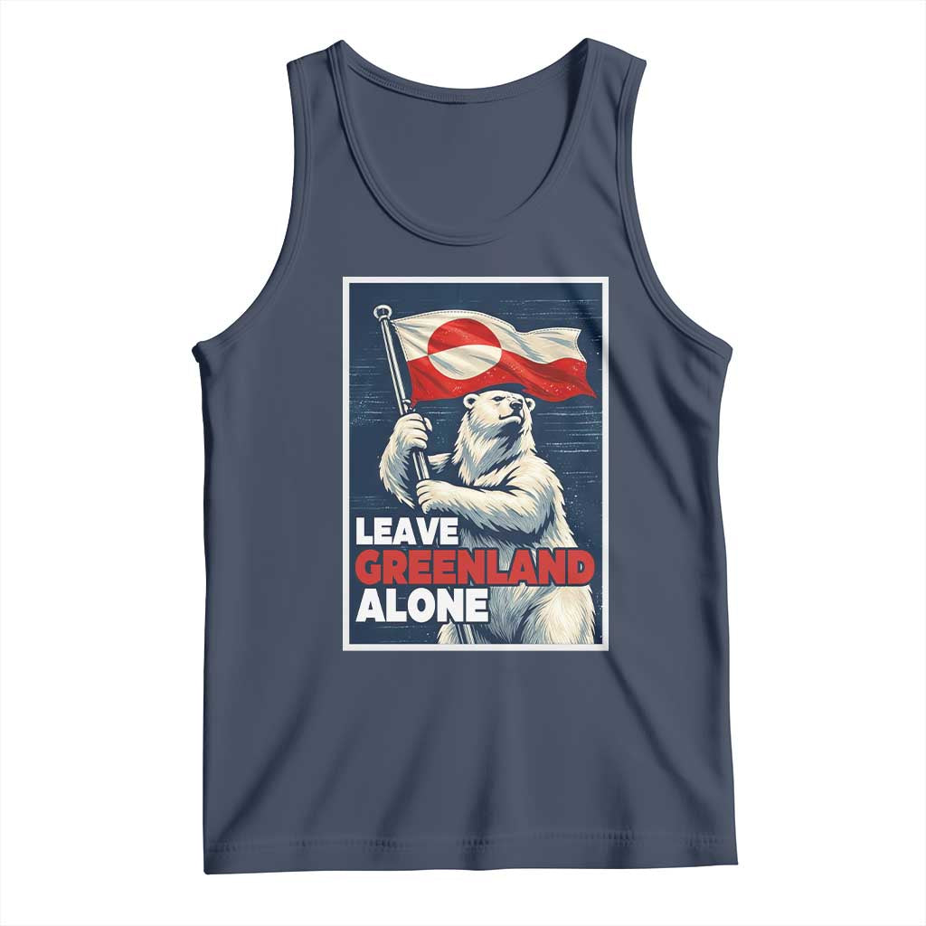 Leave Greenland Alone Vintage Poster Graphic Tank Top Retro Polar Bear Waving Flag Patriot