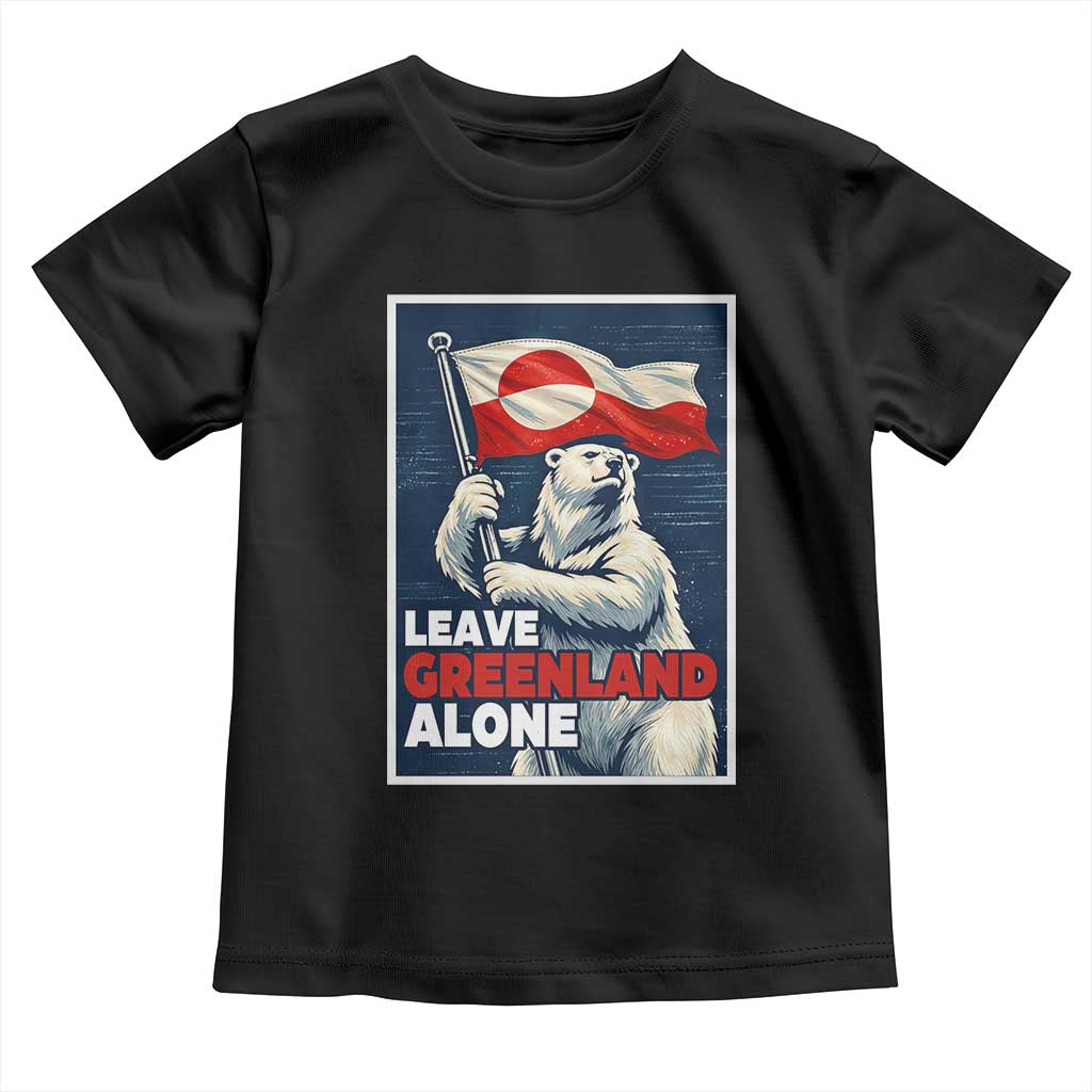 Leave Greenland Alone Vintage Poster Graphic Toddler T Shirt Retro Polar Bear Waving Flag Patriot