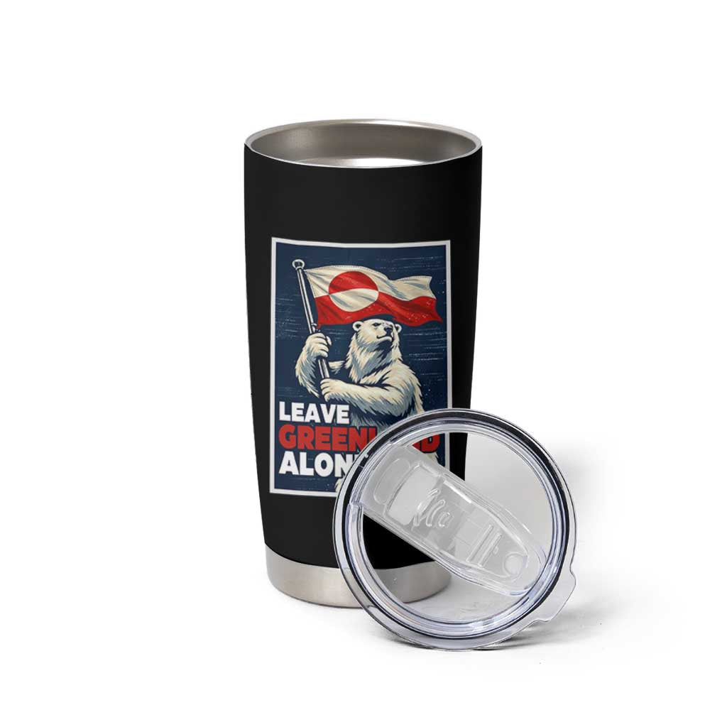 Leave Greenland Alone Vintage Poster Graphic Tumbler Cup Retro Polar Bear Waving Flag Patriot
