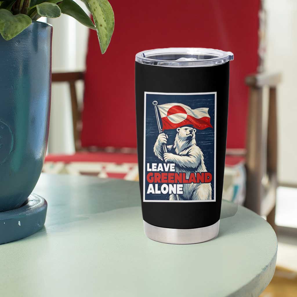 Leave Greenland Alone Vintage Poster Graphic Tumbler Cup Retro Polar Bear Waving Flag Patriot