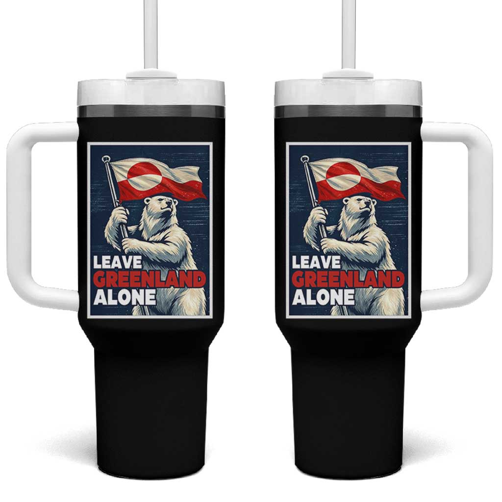 Leave Greenland Alone Vintage Poster Graphic Tumbler With Handle Retro Polar Bear Waving Flag Patriot