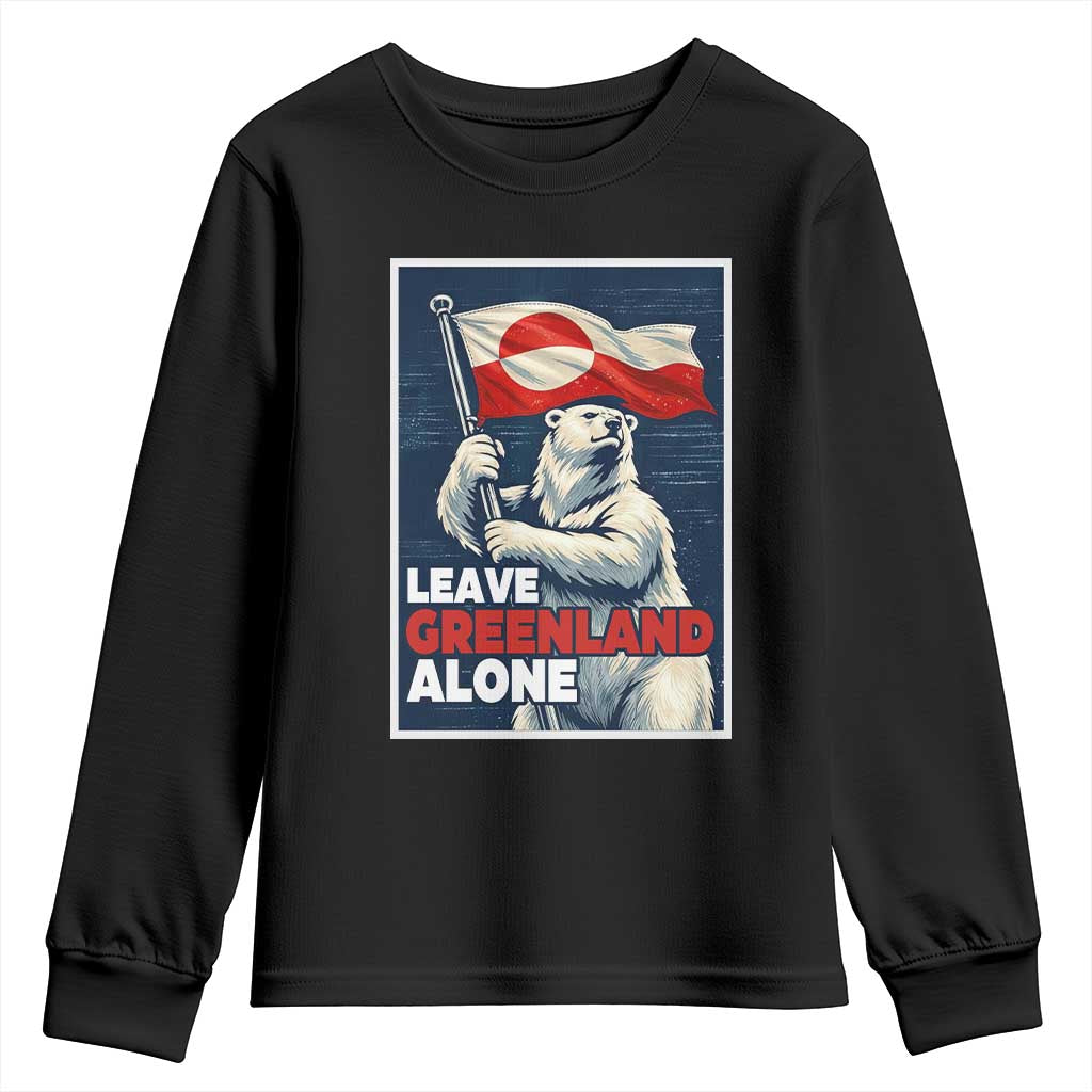Leave Greenland Alone Vintage Poster Graphic Youth Sweatshirt Retro Polar Bear Waving Flag Patriot
