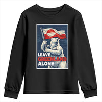 Leave Greenland Alone Vintage Poster Graphic Youth Sweatshirt Retro Polar Bear Waving Flag Patriot