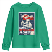 Leave Greenland Alone Vintage Poster Graphic Youth Sweatshirt Retro Polar Bear Waving Flag Patriot