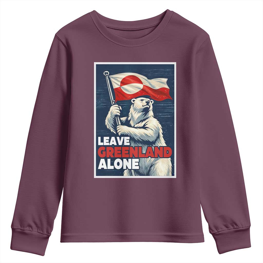 Leave Greenland Alone Vintage Poster Graphic Youth Sweatshirt Retro Polar Bear Waving Flag Patriot