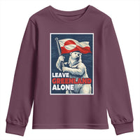 Leave Greenland Alone Vintage Poster Graphic Youth Sweatshirt Retro Polar Bear Waving Flag Patriot