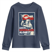 Leave Greenland Alone Vintage Poster Graphic Youth Sweatshirt Retro Polar Bear Waving Flag Patriot