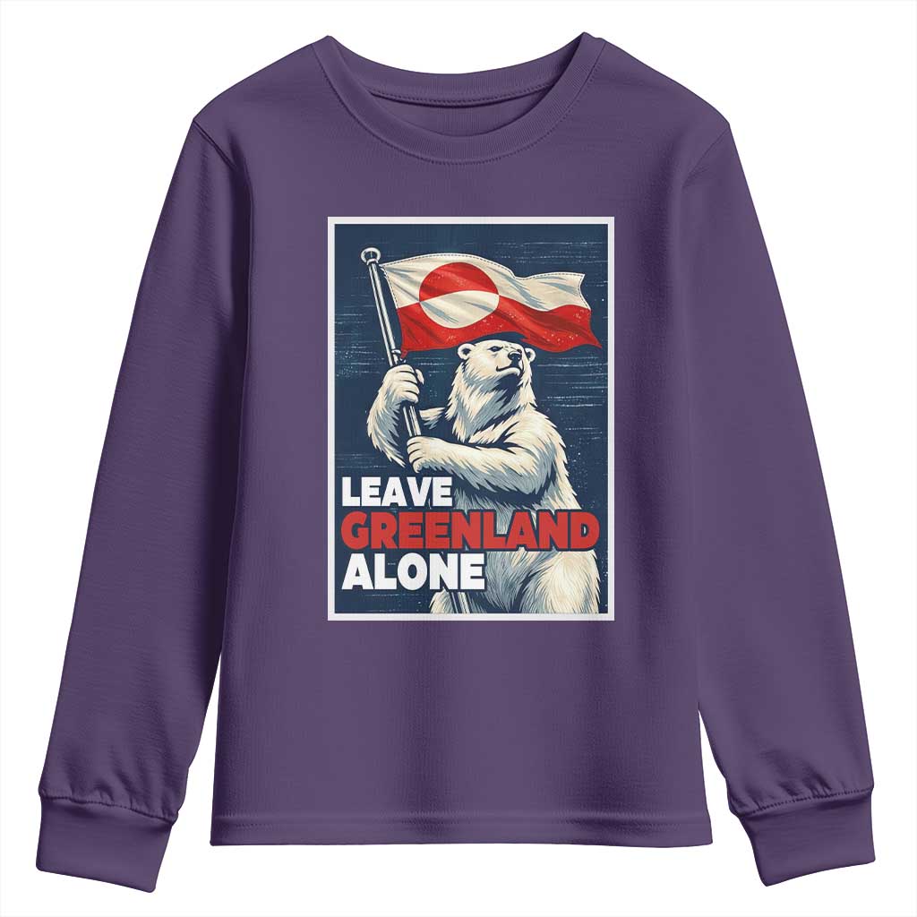 Leave Greenland Alone Vintage Poster Graphic Youth Sweatshirt Retro Polar Bear Waving Flag Patriot