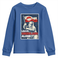 Leave Greenland Alone Vintage Poster Graphic Youth Sweatshirt Retro Polar Bear Waving Flag Patriot