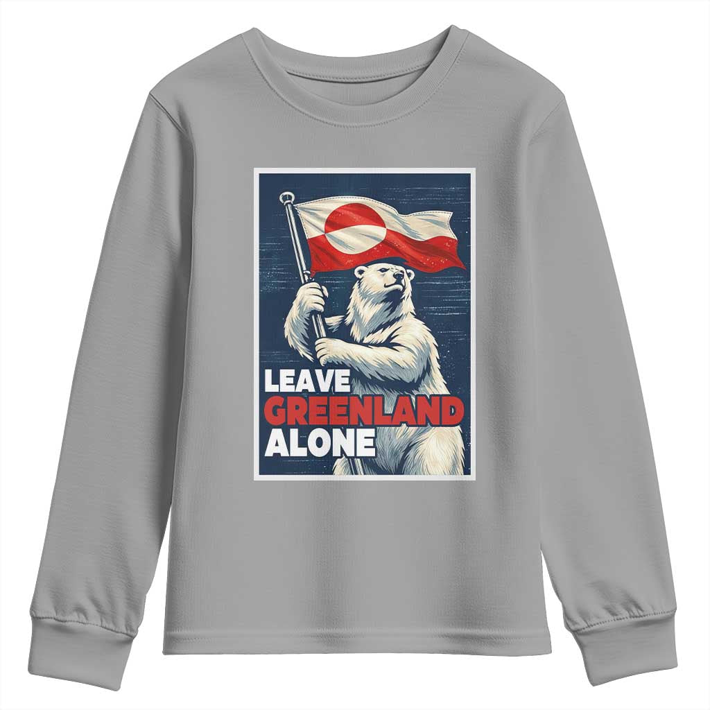 Leave Greenland Alone Vintage Poster Graphic Youth Sweatshirt Retro Polar Bear Waving Flag Patriot