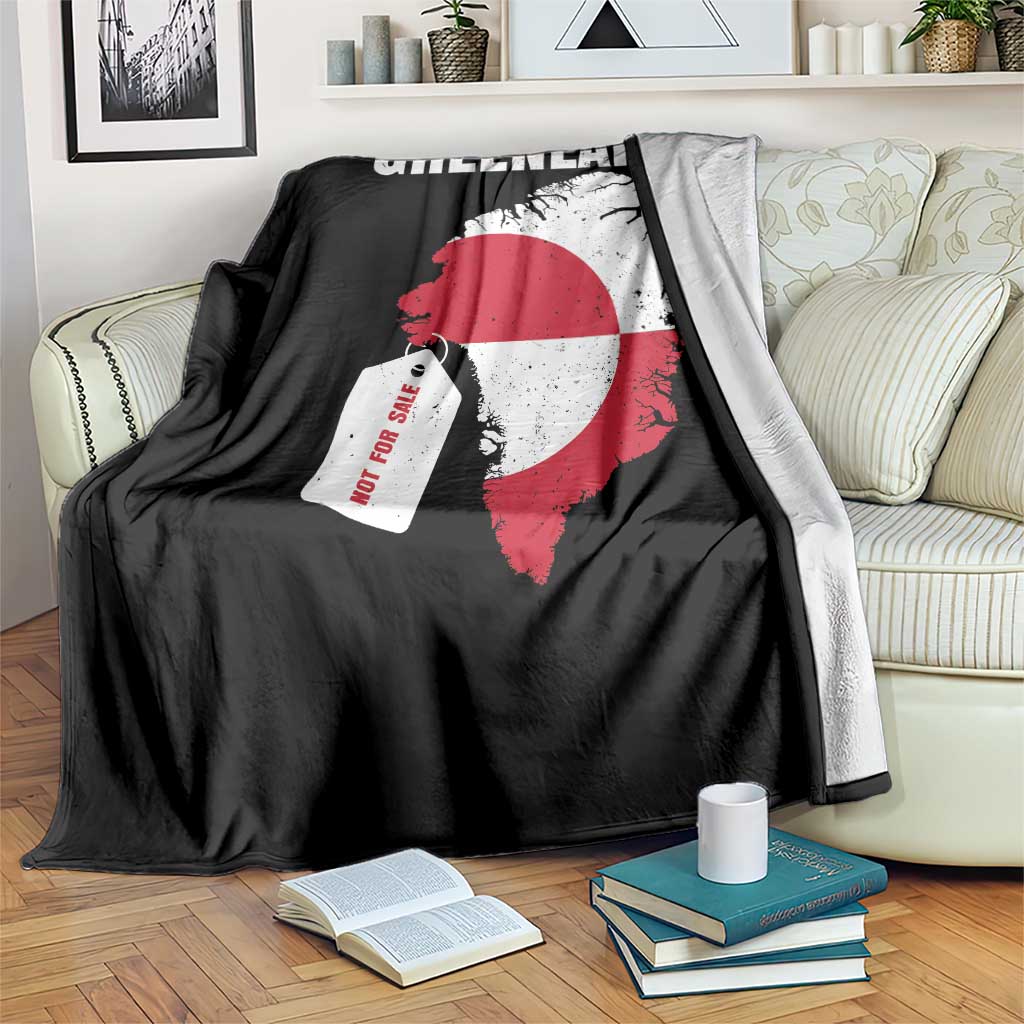 Greenland Not For Sale Patriotic Throw Blanket Grunge Flag and Price Tag Protest