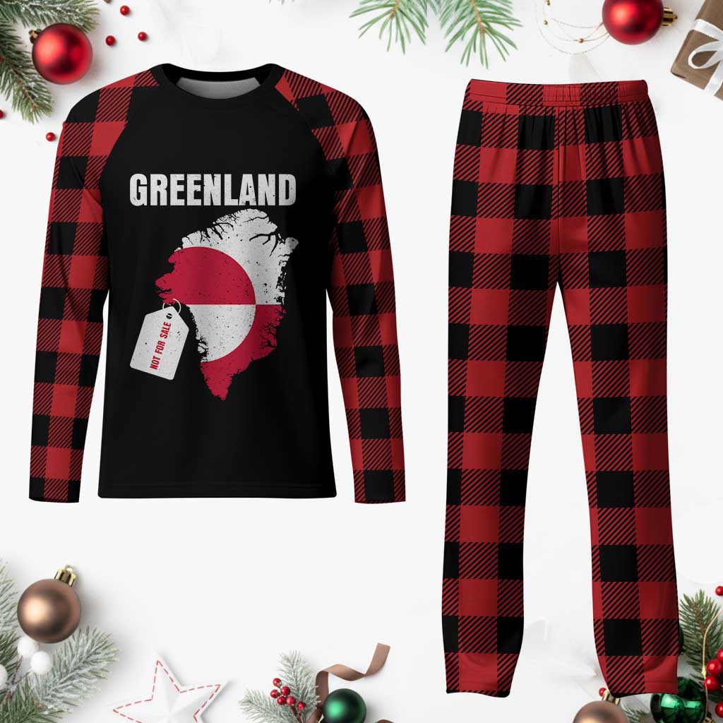 Greenland Not For Sale Patriotic Plaid Pajama Set Grunge Flag and Price Tag Protest