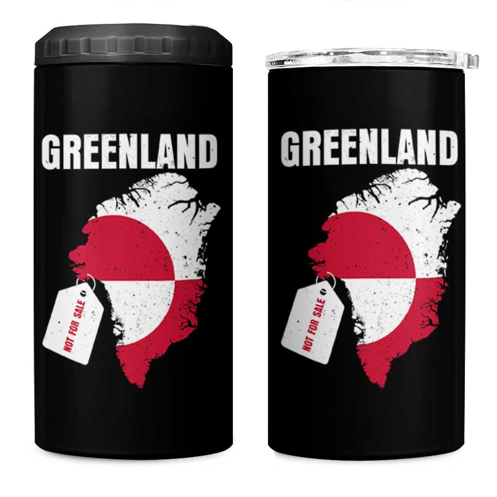 Greenland Not For Sale Patriotic 4 in 1 Can Cooler Tumbler Grunge Flag and Price Tag Protest
