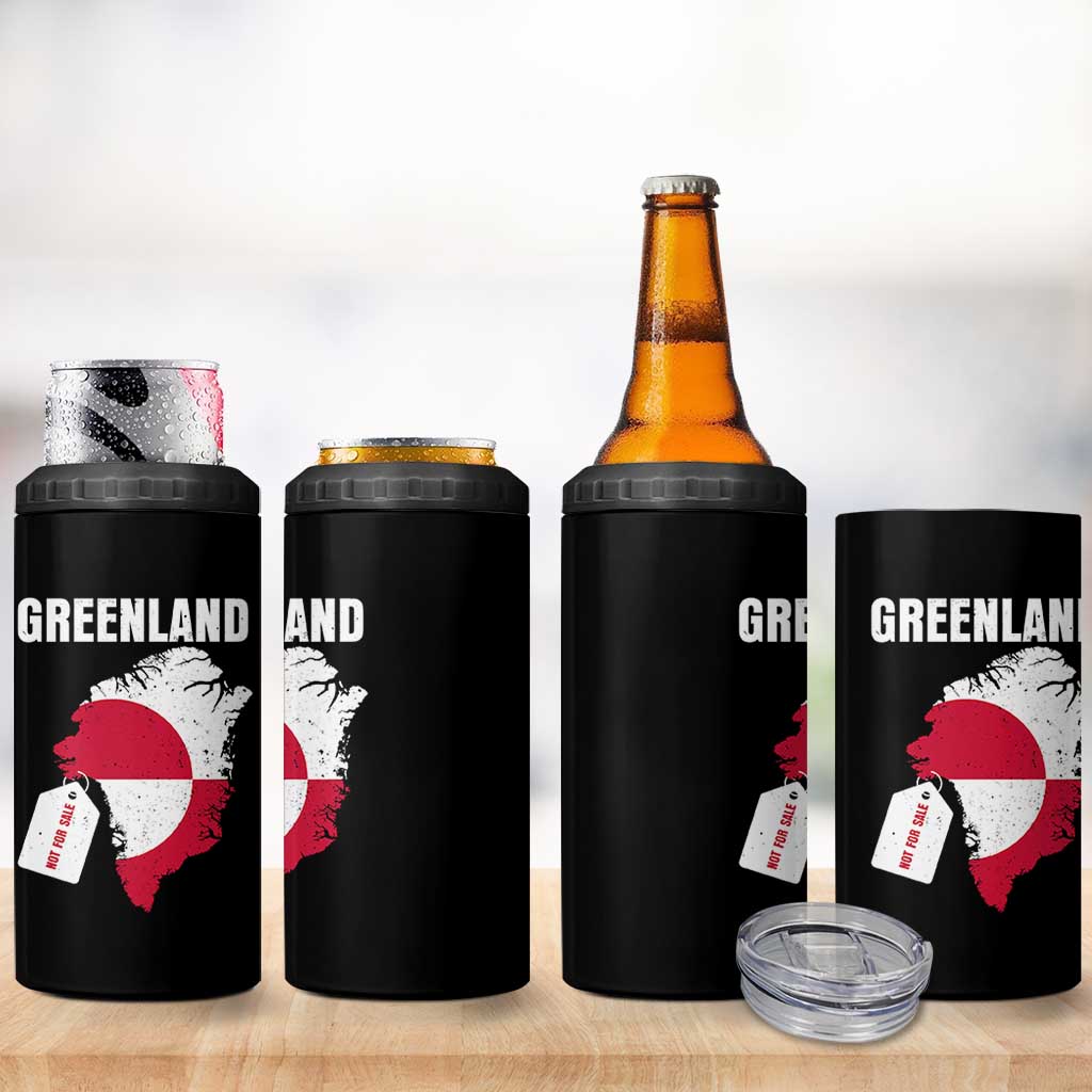 Greenland Not For Sale Patriotic 4 in 1 Can Cooler Tumbler Grunge Flag and Price Tag Protest