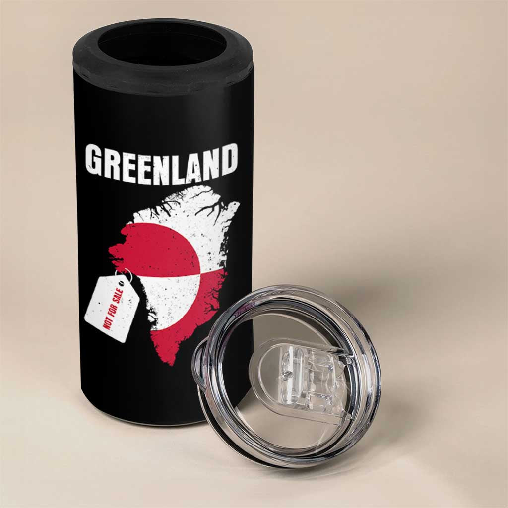 Greenland Not For Sale Patriotic 4 in 1 Can Cooler Tumbler Grunge Flag and Price Tag Protest