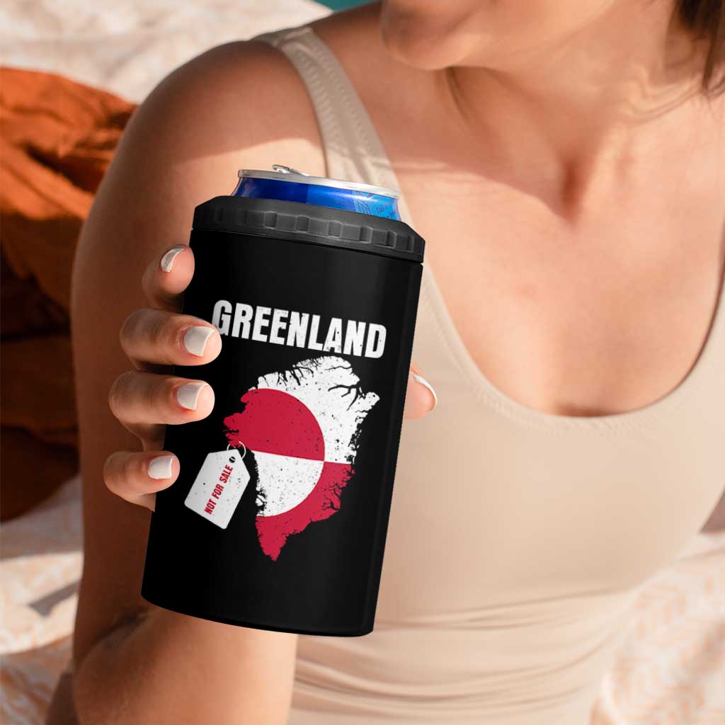 Greenland Not For Sale Patriotic 4 in 1 Can Cooler Tumbler Grunge Flag and Price Tag Protest