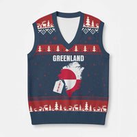 Greenland Not For Sale Patriotic V-Neck Knit Sweater Vest Grunge Flag and Price Tag Protest