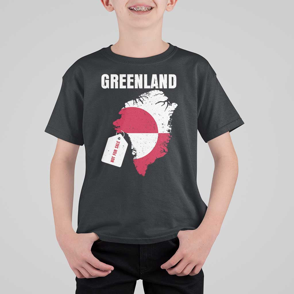 Greenland Not For Sale Patriotic T Shirt For Kid Grunge Flag and Price Tag Protest