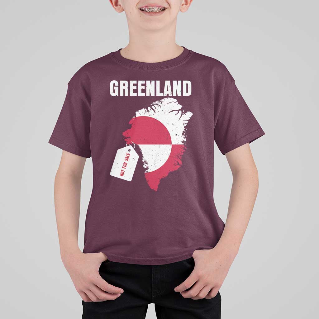 Greenland Not For Sale Patriotic T Shirt For Kid Grunge Flag and Price Tag Protest