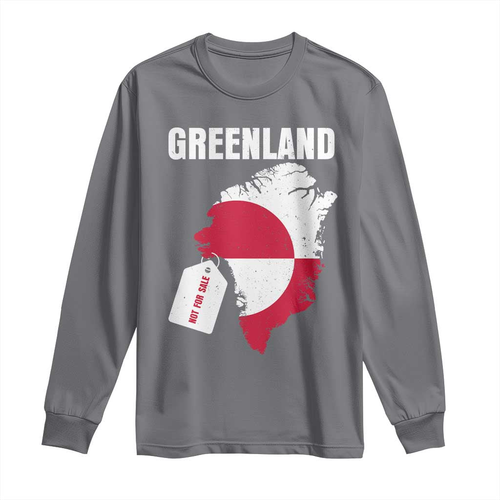 Greenland Not For Sale Patriotic Long Sleeve Shirt Grunge Flag and Price Tag Protest