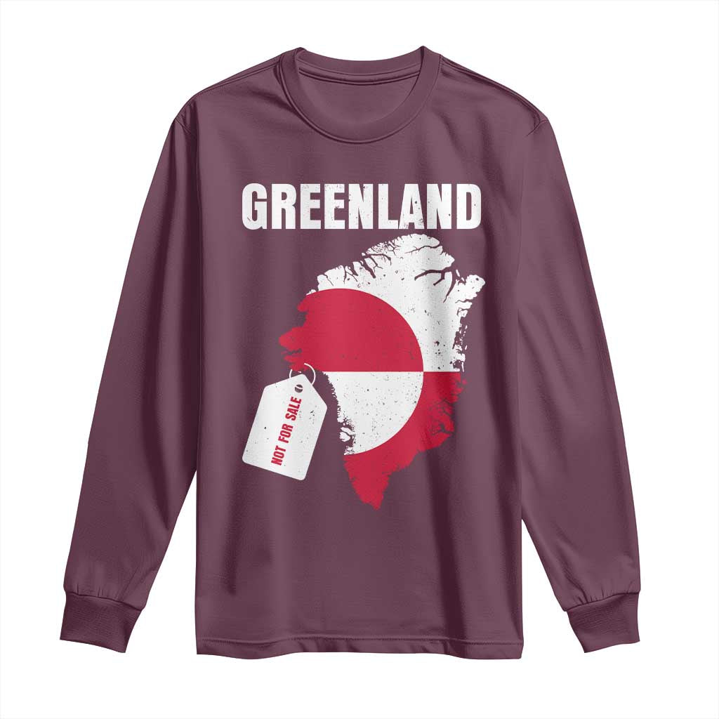 Greenland Not For Sale Patriotic Long Sleeve Shirt Grunge Flag and Price Tag Protest