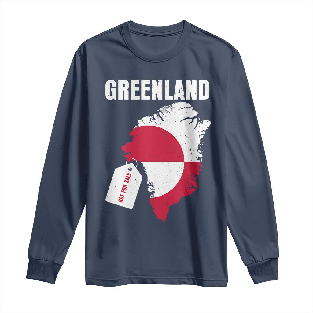 Greenland Not For Sale Patriotic Long Sleeve Shirt Grunge Flag and Price Tag Protest