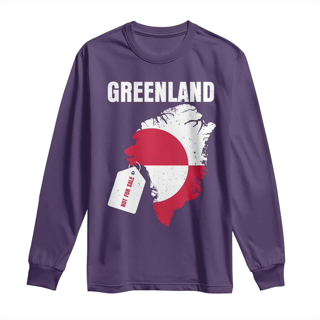 Greenland Not For Sale Patriotic Long Sleeve Shirt Grunge Flag and Price Tag Protest