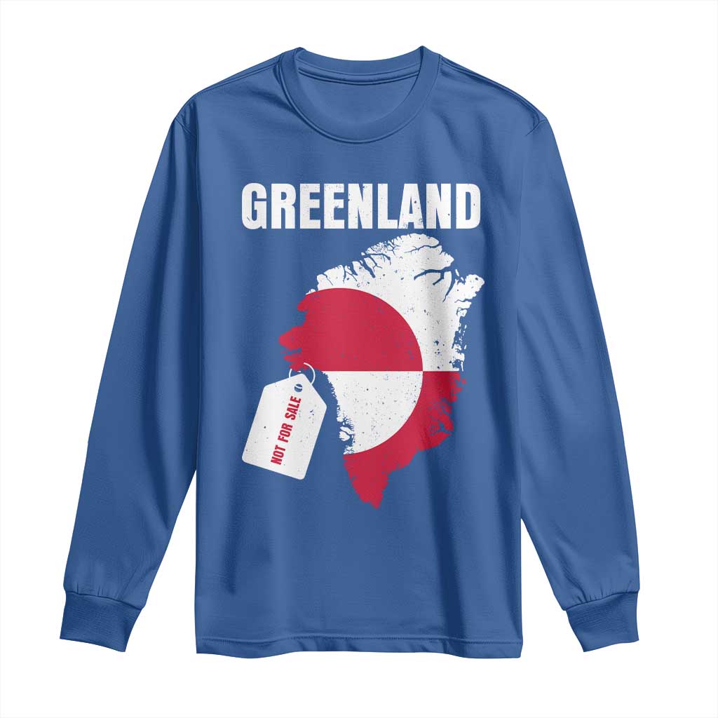 Greenland Not For Sale Patriotic Long Sleeve Shirt Grunge Flag and Price Tag Protest