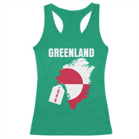 Greenland Not For Sale Patriotic Racerback Tank Top Grunge Flag and Price Tag Protest