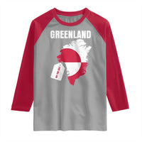 Greenland Not For Sale Patriotic Raglan Shirt Grunge Flag and Price Tag Protest