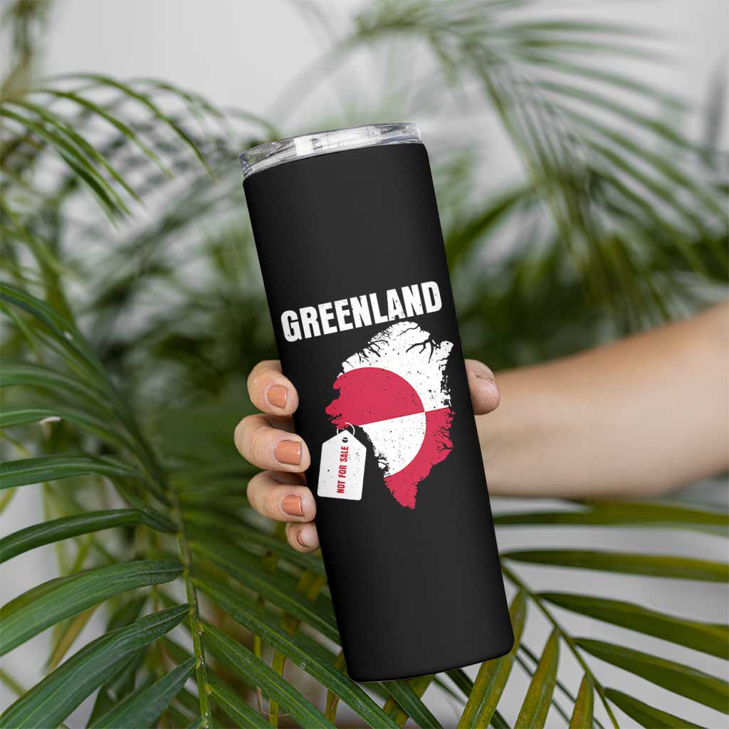 Greenland Not For Sale Patriotic Skinny Tumbler Grunge Flag and Price Tag Protest