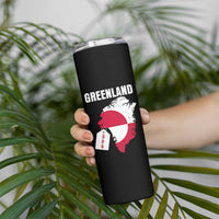 Greenland Not For Sale Patriotic Skinny Tumbler Grunge Flag and Price Tag Protest
