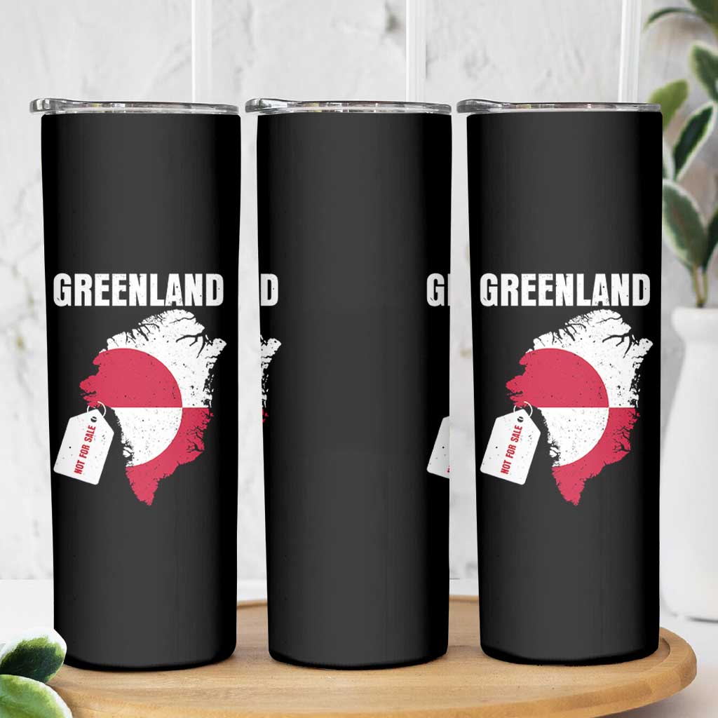 Greenland Not For Sale Patriotic Skinny Tumbler Grunge Flag and Price Tag Protest