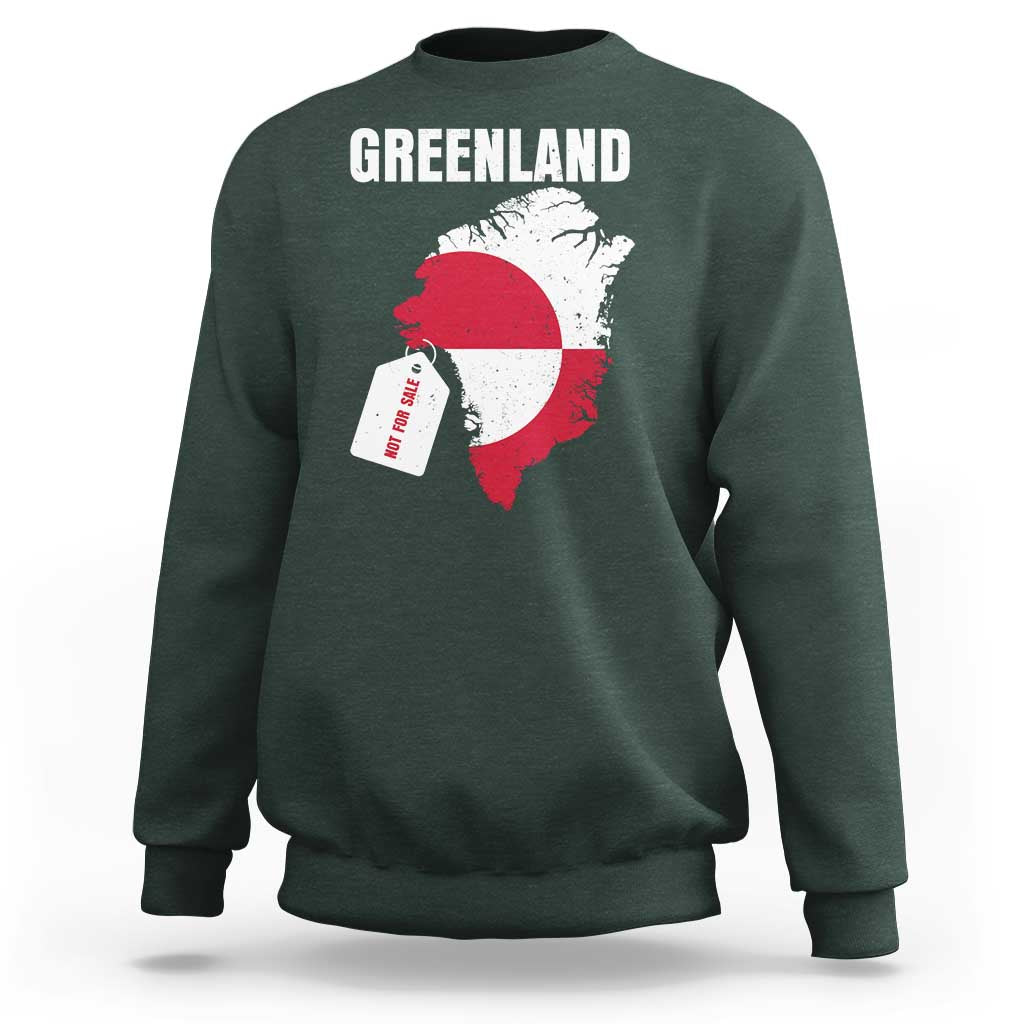 Greenland Not For Sale Patriotic Sweatshirt Grunge Flag and Price Tag Protest