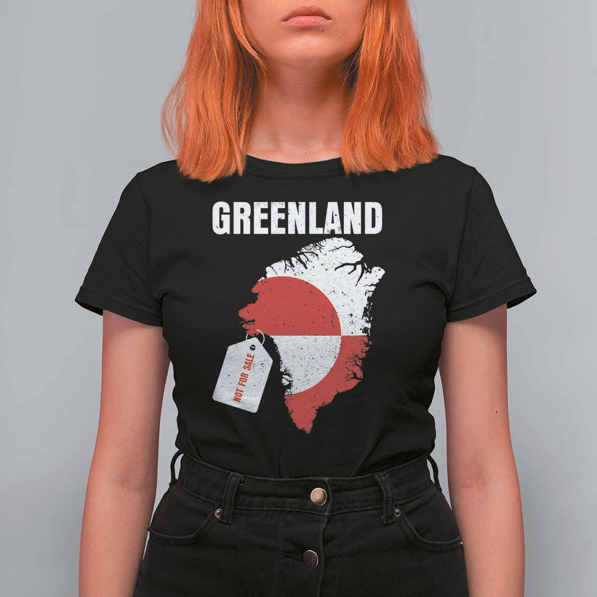 Greenland Not For Sale Patriotic T Shirt For Women Grunge Flag and Price Tag Protest