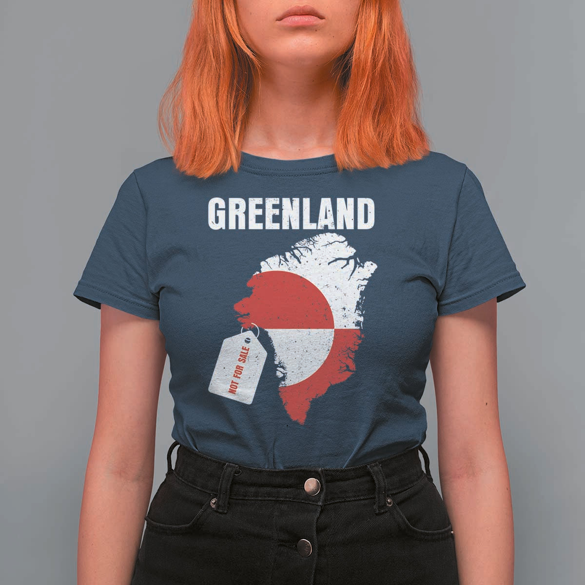 Greenland Not For Sale Patriotic T Shirt For Women Grunge Flag and Price Tag Protest